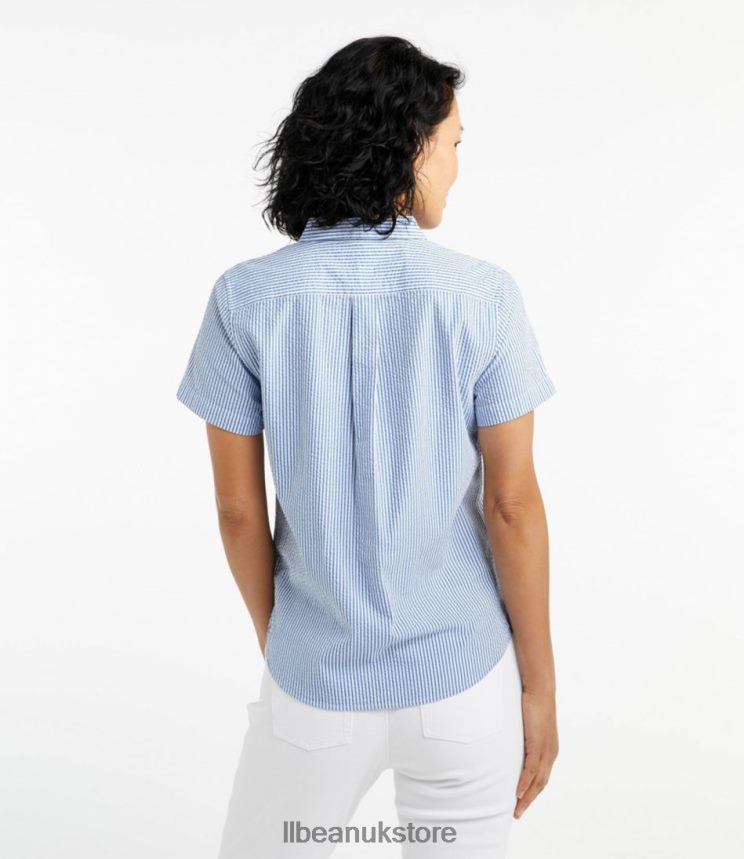 Clothing L.L.Bean Vacationland Seersucker Shirt Ocean Jade Women 0VRR664598