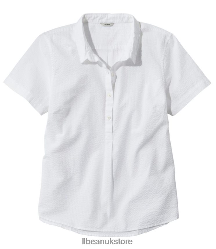 Clothing L.L.Bean Vacationland Seersucker Shirt White Women 0VRR665672