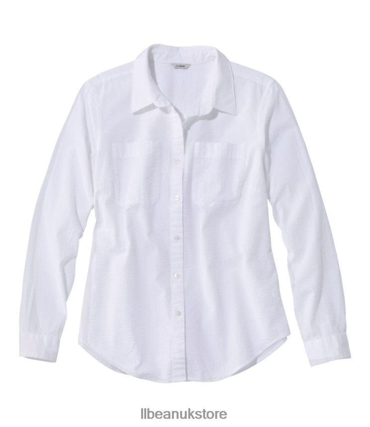 Clothing L.L.Bean Vacationland Seersucker Shirt White Women 0VRR665680
