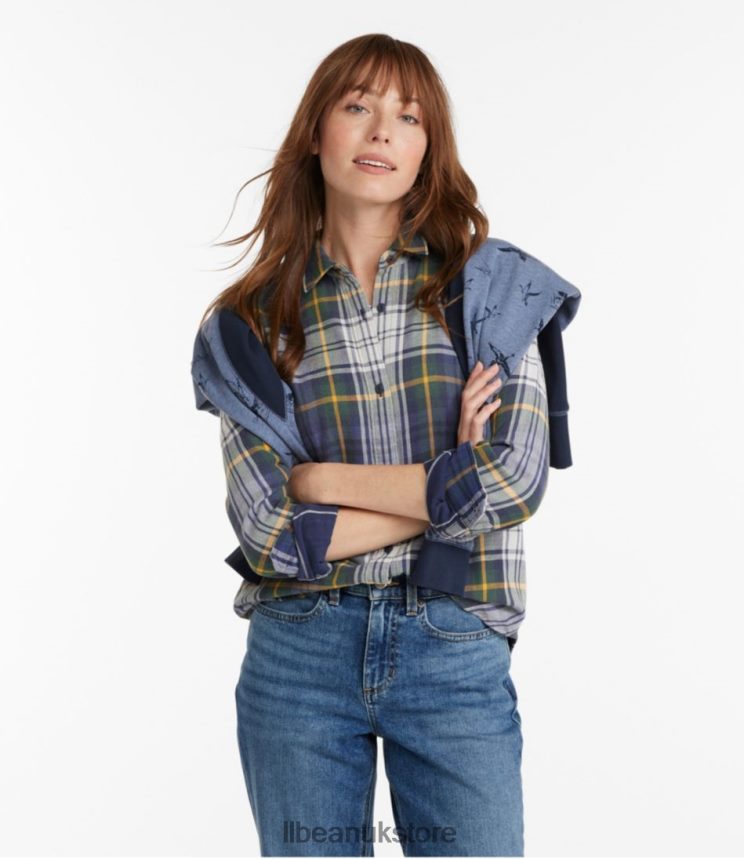 Clothing L.L.Bean x Double L Signature Cotton Double-Weave Shirt Bright Navy Women 0VRR664682
