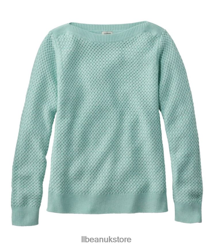 Clothing L.L.Bean Basketweave Sweater Pale Turquoise Heather Women 0VRR667196
