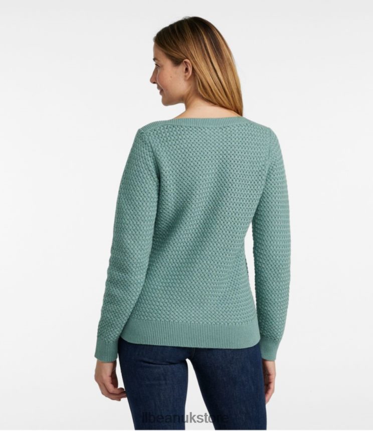Clothing L.L.Bean Basketweave Sweater Pale Turquoise Heather Women 0VRR667196