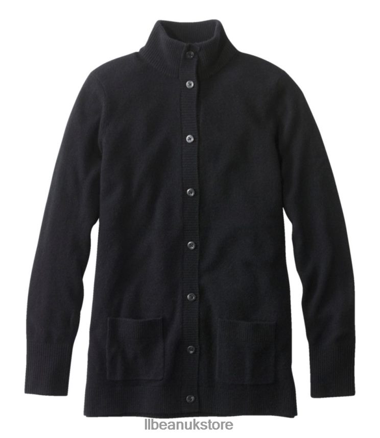 Clothing L.L.Bean Classic Cashmere Button-Front Cardigan Classic Black Women 0VRR66156