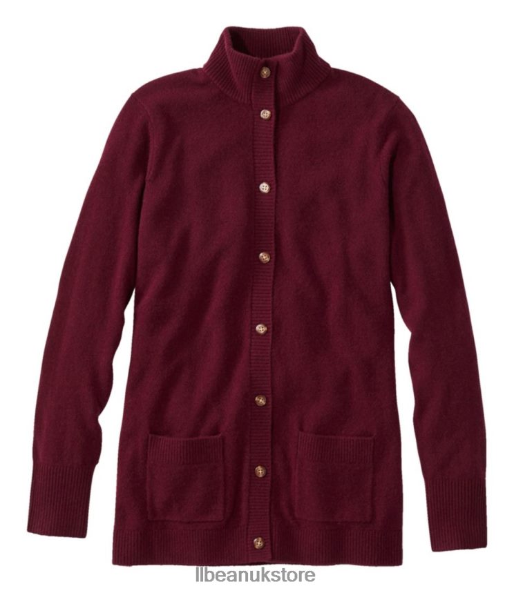 Clothing L.L.Bean Classic Cashmere Button-Front Cardigan Deep Wine Women 0VRR665734