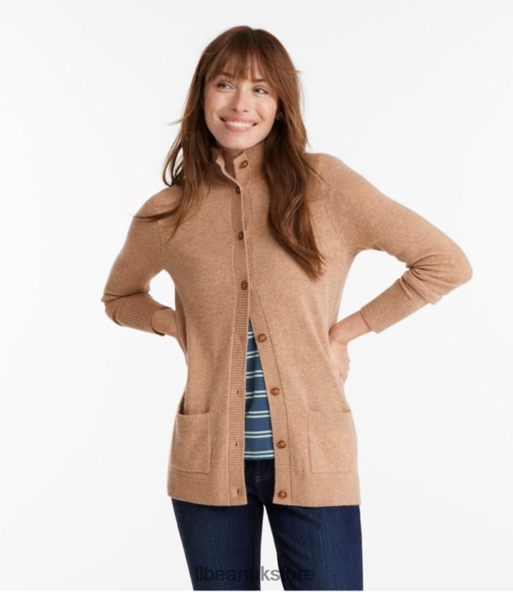 Clothing L.L.Bean Classic Cashmere Button-Front Cardigan Light Gray Heather Women 0VRR666923