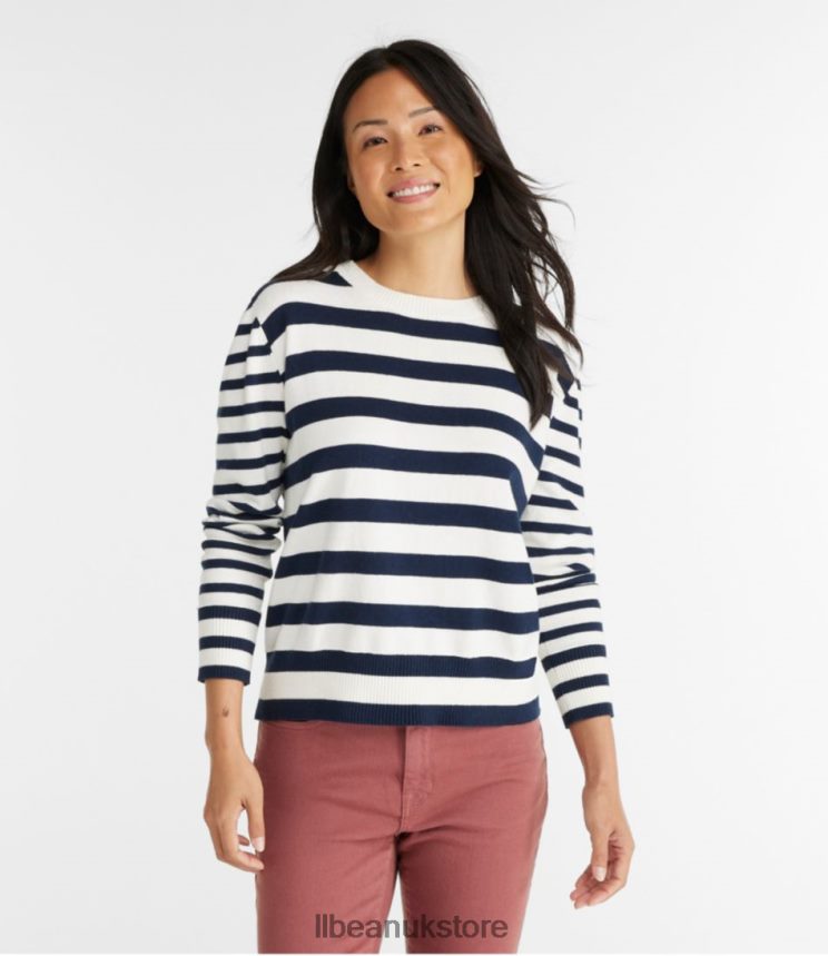 Clothing L.L.Bean Cotton/Cashmere Sweater Classic Navy Women 0VRR66711