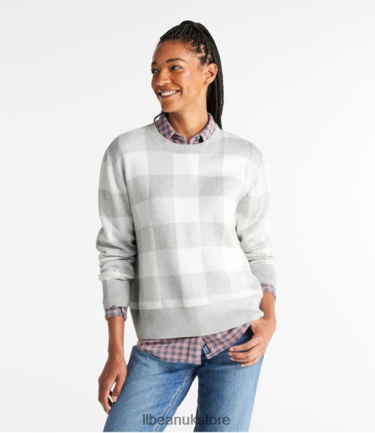 Clothing L.L.Bean Cotton/Cashmere Sweater Gray Heather Buffalo Women 0VRR66142