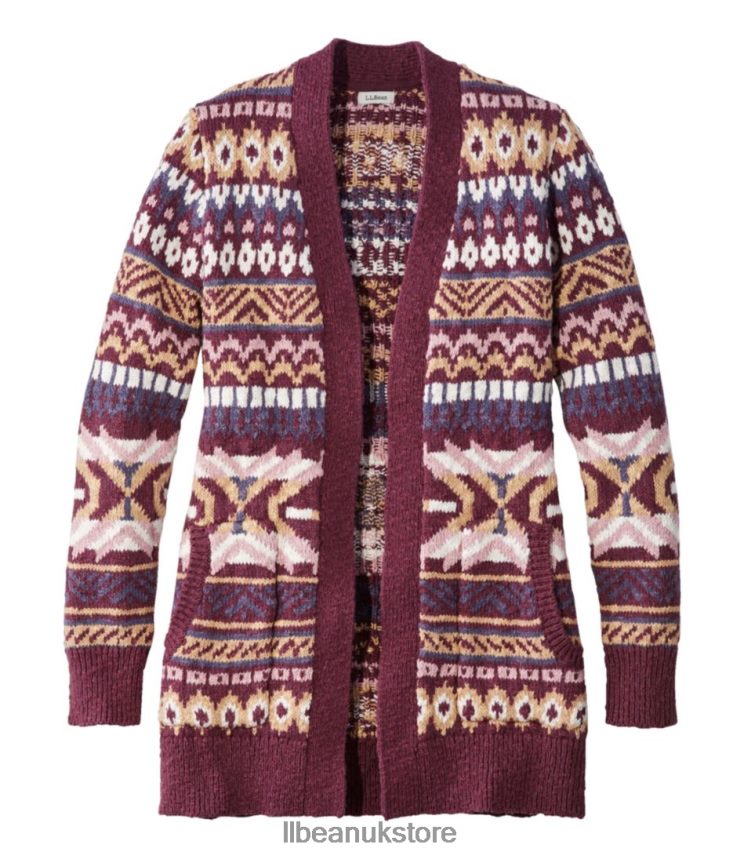 Clothing L.L.Bean Cotton Ragg Sweater Deep Wine Fair Isle Women 0VRR664900