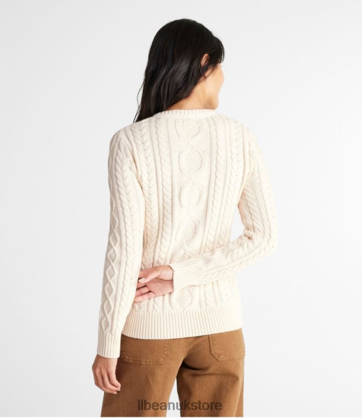 Clothing L.L.Bean Heritage Soft Cotton Fisherman Sweater Gray Pebble Donegal Women 0VRR663383