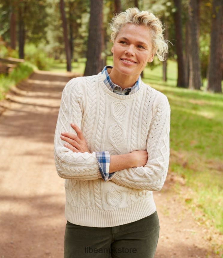 Clothing L.L.Bean Heritage Soft Cotton Fisherman Sweater Muted Rose Heather Women 0VRR66514