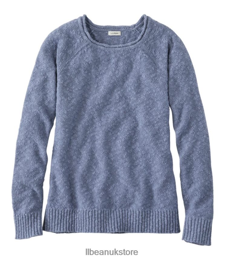 Clothing L.L.Bean Midweight Cotton Slub Rollneck Pullover Soft Indigo Women 0VRR664604