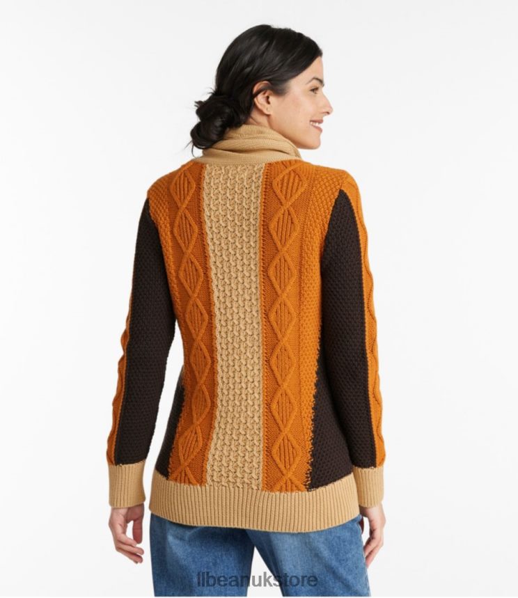 Clothing L.L.Bean Signature Cotton Funnelneck Sweater Moonlight Blue Colorblock Women 0VRR663455
