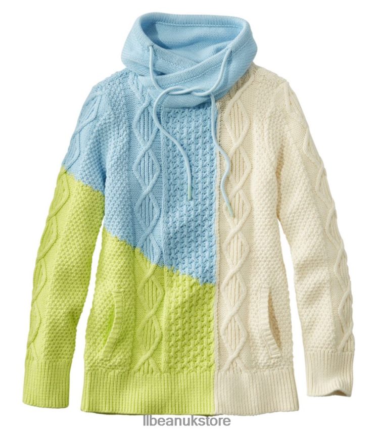 Clothing L.L.Bean Signature Cotton Funnelneck Sweater Surf Blue Women 0VRR664983