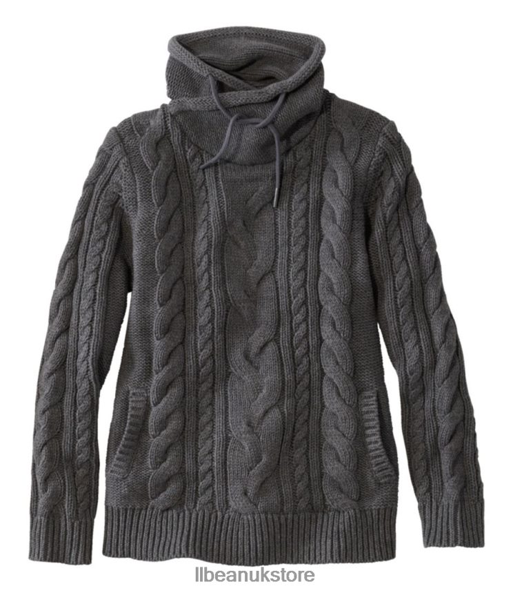 Clothing L.L.Bean x Double L Mixed-Cable Sweater Charcoal Heather Women 0VRR664920