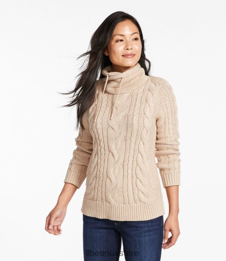 Clothing L.L.Bean x Double L Mixed-Cable Sweater Light Gray Heather Women 0VRR663357