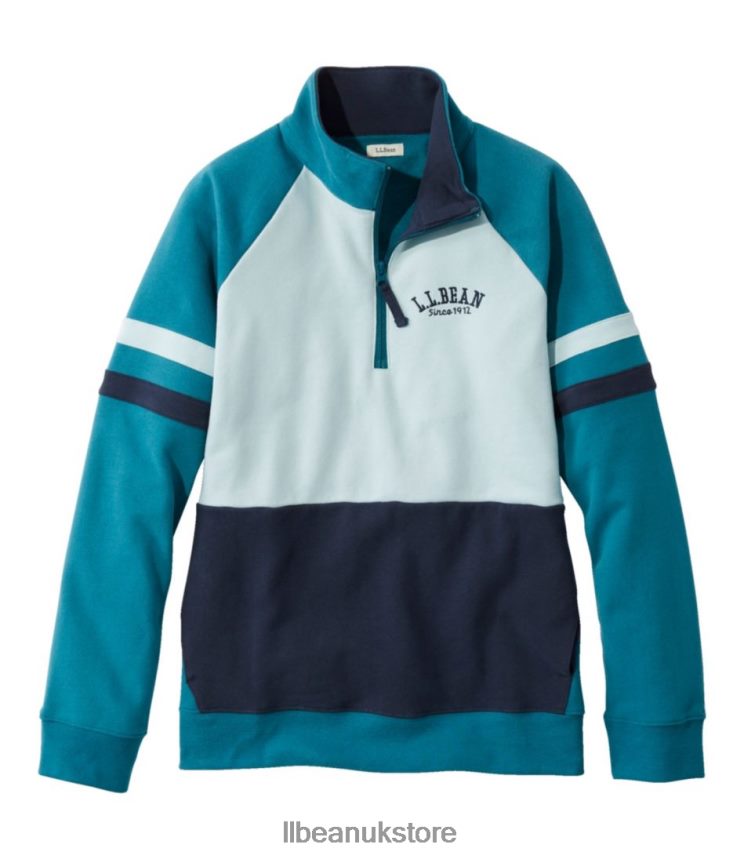 Clothing L.L.Bean 1912 Sweatshirt Deep Turquoise/Classic Navy Women 0VRR66149