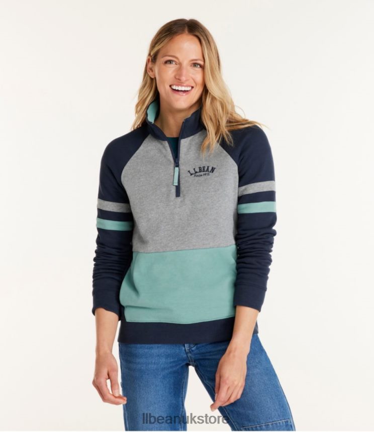 Clothing L.L.Bean 1912 Sweatshirt Deep Turquoise/Classic Navy Women 0VRR66149