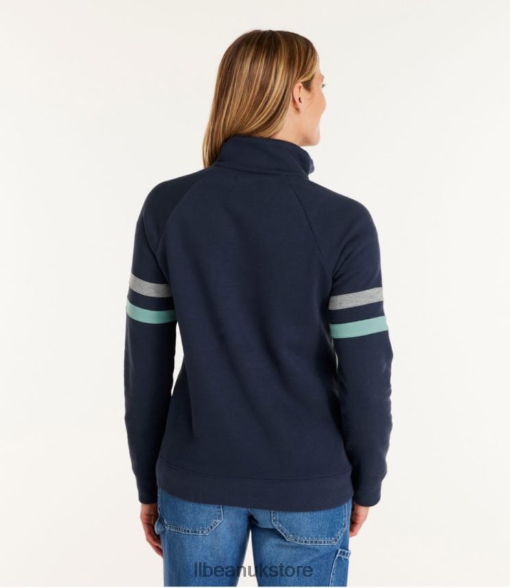 Clothing L.L.Bean 1912 Sweatshirt Deep Turquoise/Classic Navy Women 0VRR66149