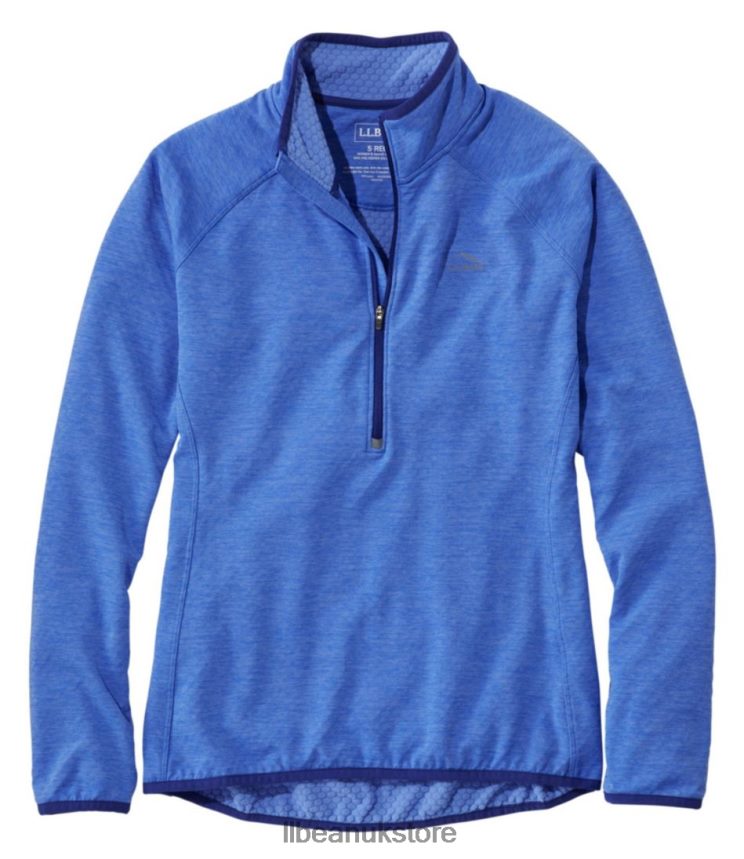 Clothing L.L.Bean Adventure Grid Fleece Quarter-Zip Pullover Arctic Blue Heather Women 0VRR66877