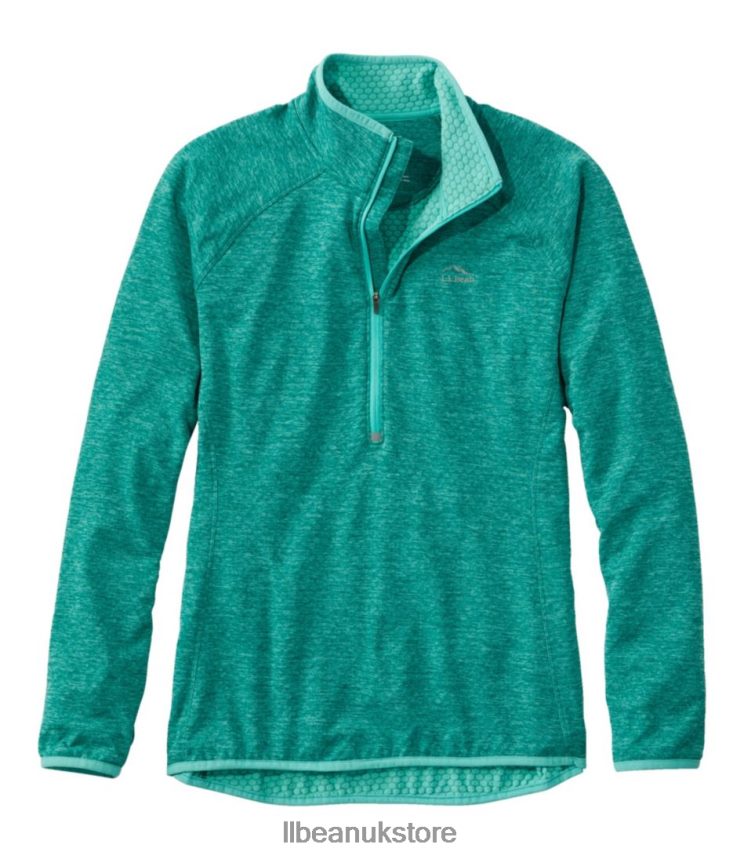 Clothing L.L.Bean Adventure Grid Fleece Quarter-Zip Pullover Warm Teal Heather Women 0VRR663641