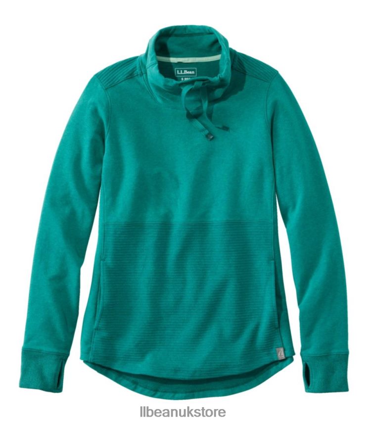 Clothing L.L.Bean Cozy Mixed-Knit Pullover Warm Teal Heather Women 0VRR666430