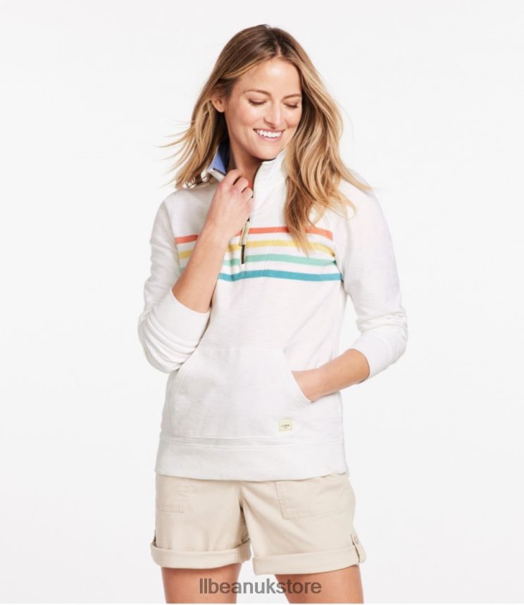 Clothing L.L.Bean Organic Cotton Sweatshirt Classic Navy Placed Stripe Women 0VRR663259