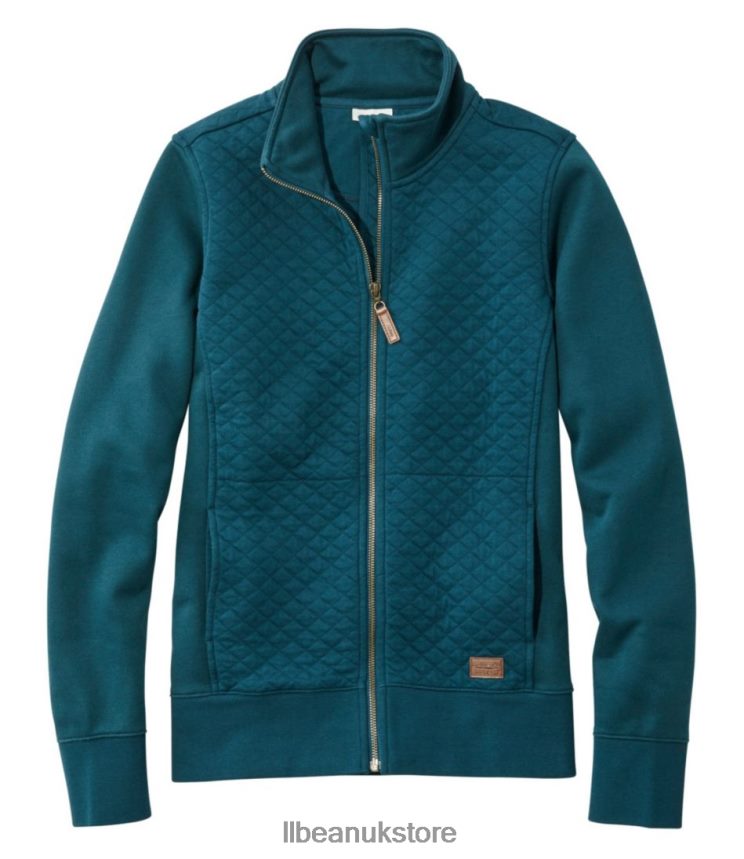 Clothing L.L.Bean Quilted Full-Zip Sweatshirt Deep Admiral Blue Women 0VRR6621