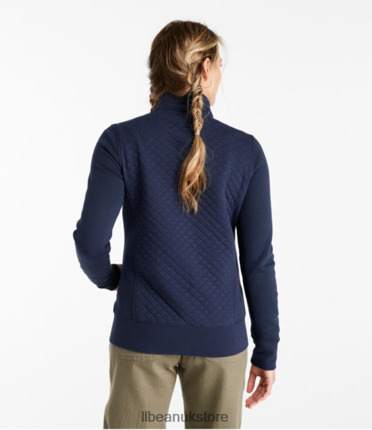 Clothing L.L.Bean Quilted Full-Zip Sweatshirt Deep Turquoise Women 0VRR665663