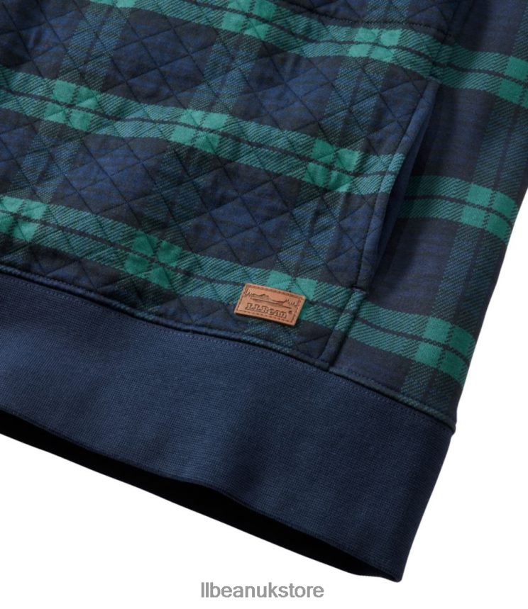 Clothing L.L.Bean Quilted Quarter-Zip Pullover Blackwatch Plaid Women 0VRR66159