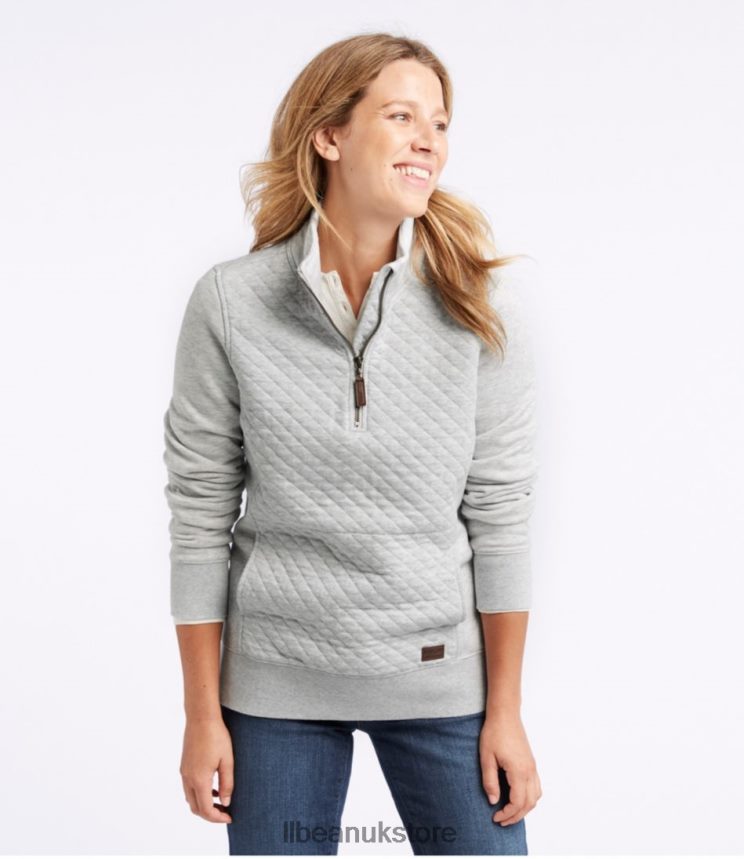 Clothing L.L.Bean Quilted Quarter-Zip Pullover Warm Coral Women 0VRR664602