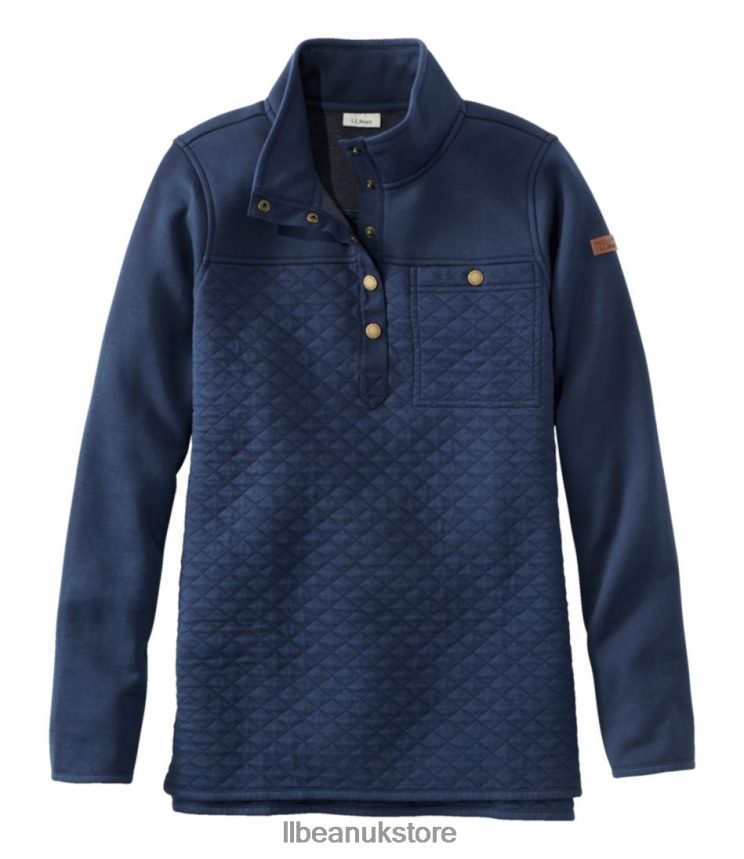 Clothing L.L.Bean Quilted Sweatshirt Classic Navy Women 0VRR66464