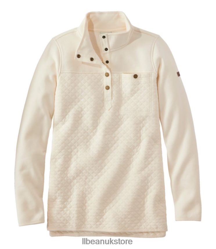 Clothing L.L.Bean Quilted Sweatshirt Cream Women 0VRR666594