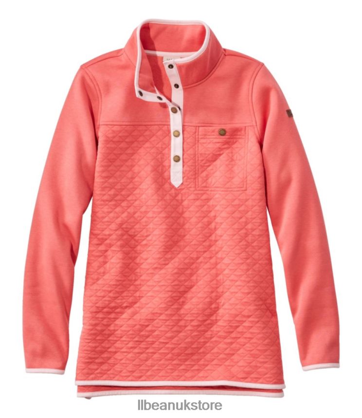 Clothing L.L.Bean Quilted Sweatshirt Sunlit Coral Women 0VRR665913