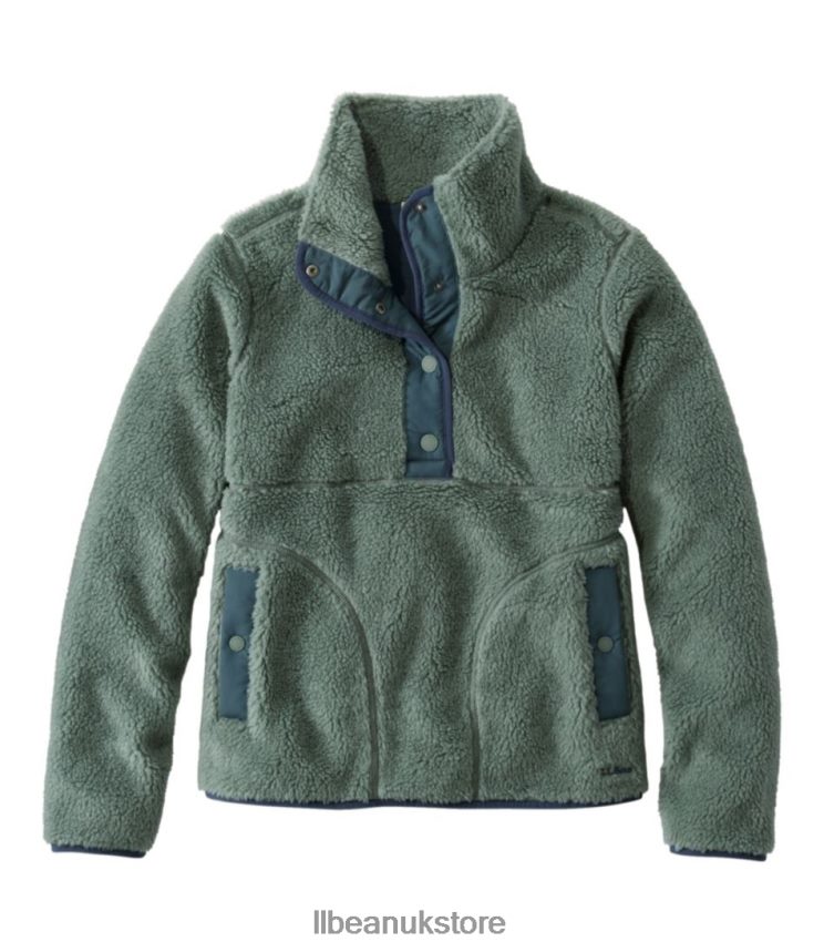 Clothing L.L.Bean Sherpa Fleece Pullover Sea Green Women 0VRR667207