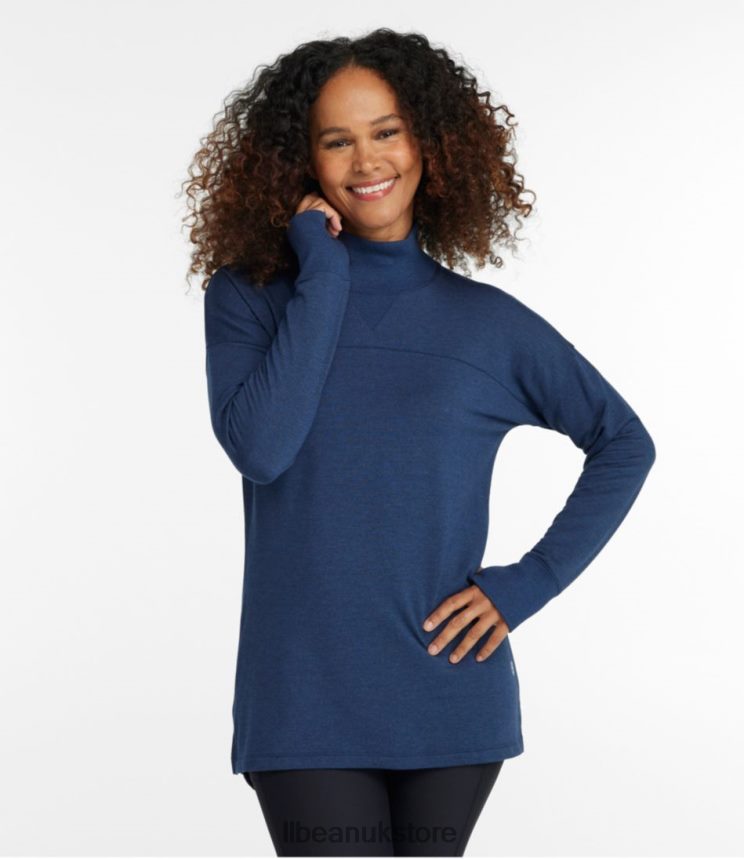 Clothing L.L.Bean SoftFlex Mockneck Pullover Cool Sea Blue Heather Women 0VRR663393