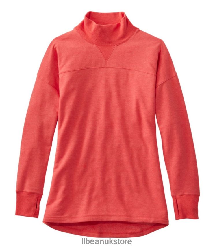 Clothing L.L.Bean SoftFlex Mockneck Pullover Ember Heather Women 0VRR666614