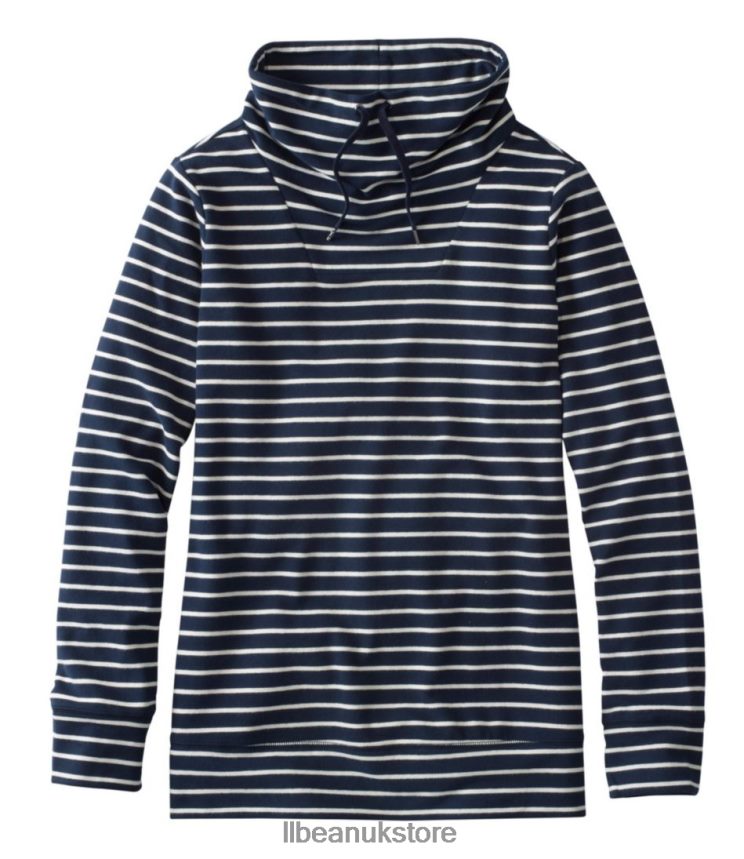 Clothing L.L.Bean Ultrasoft Sweats Funnelneck Pullover Classic Navy/Cream Women 0VRR66476