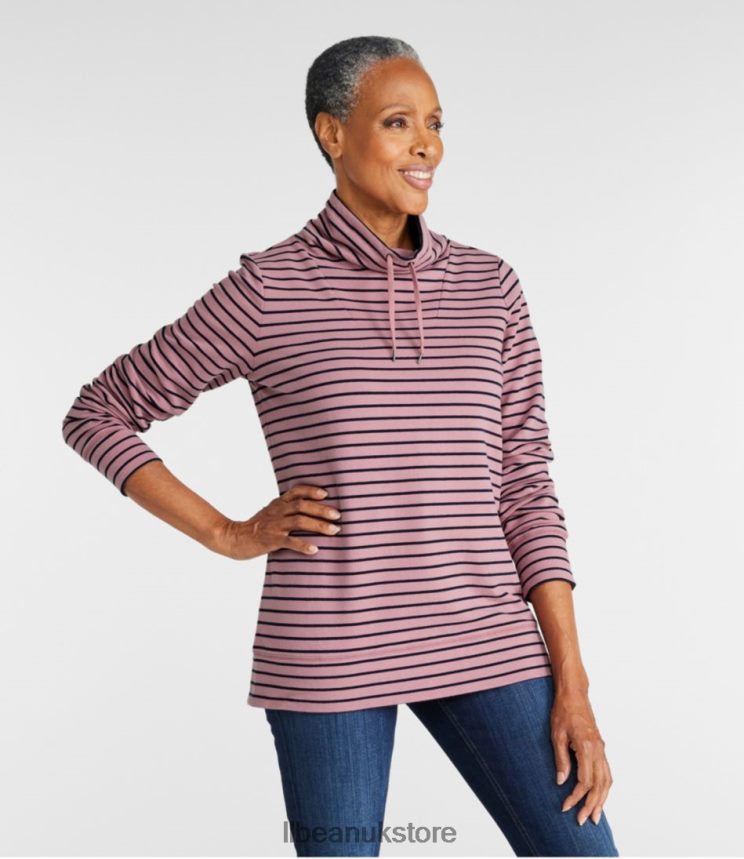 Clothing L.L.Bean Ultrasoft Sweats Funnelneck Pullover Marine Blue/Cream Women 0VRR665921