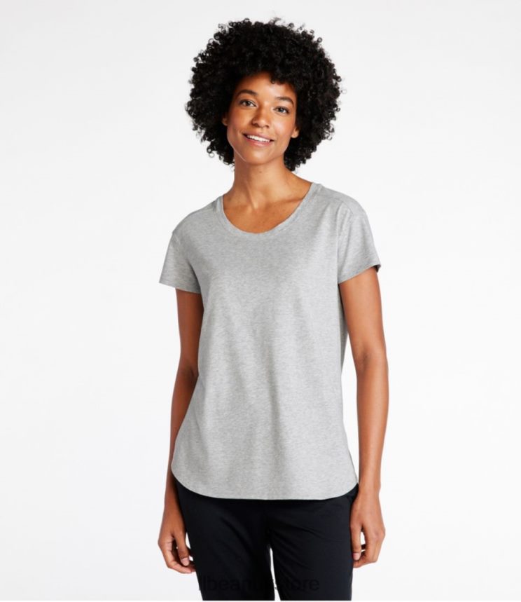 Clothing L.L.Bean Beyond Soft Crewneck Tee Light Gray Heather Women 0VRR665987