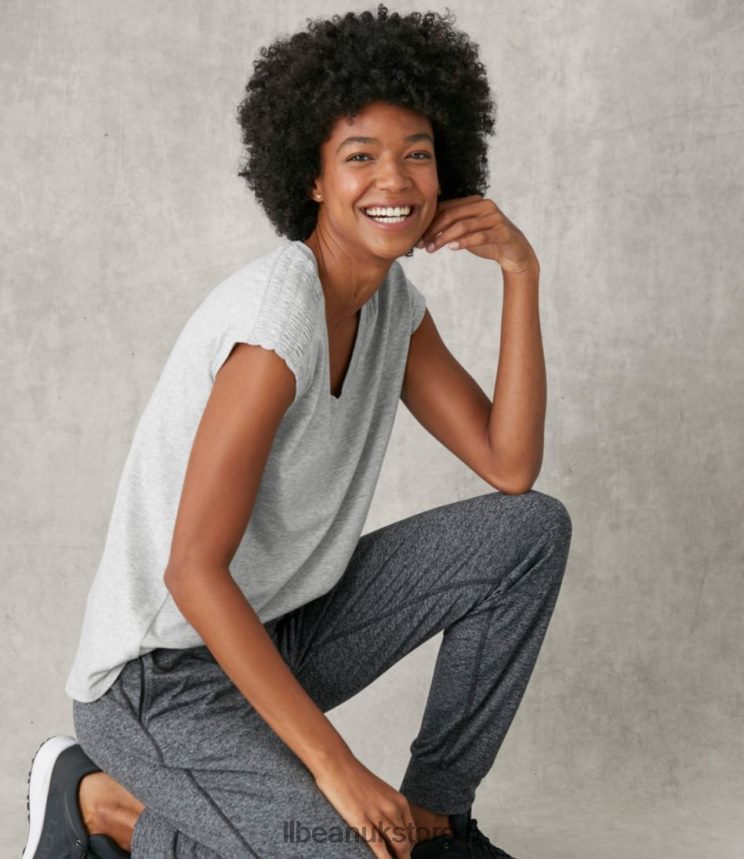 Clothing L.L.Bean Beyond Soft V-Neck Tee Light Gray Heather Women 0VRR666427