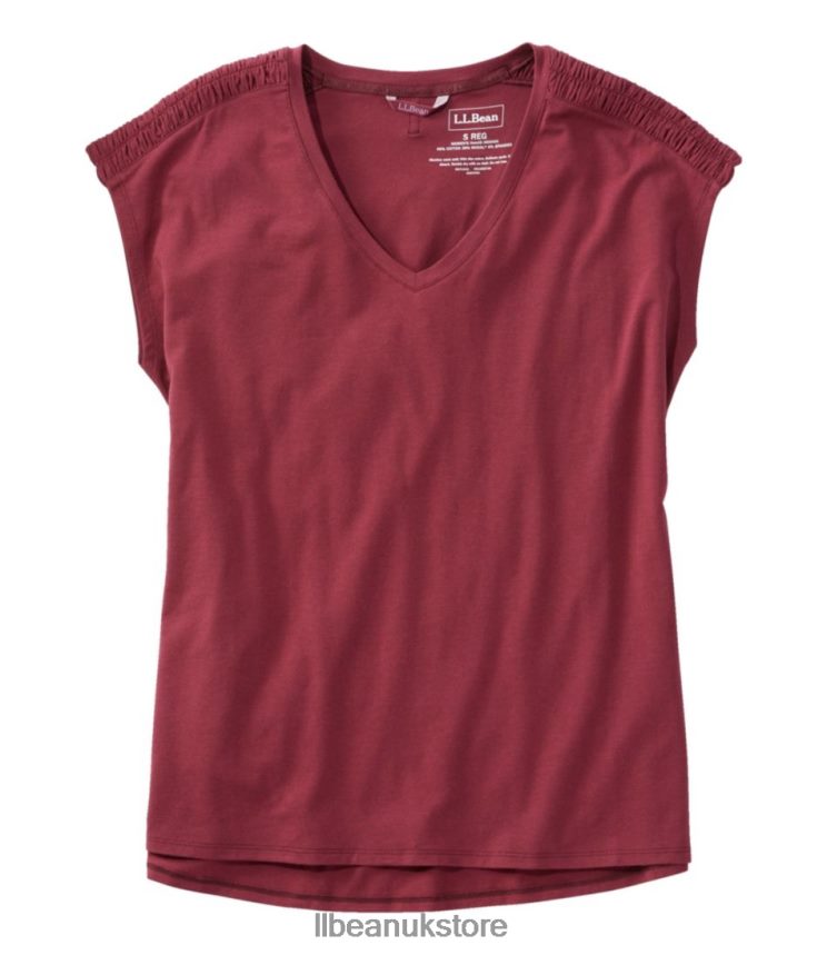 Clothing L.L.Bean Beyond Soft V-Neck Tee Red Wine Women 0VRR665683