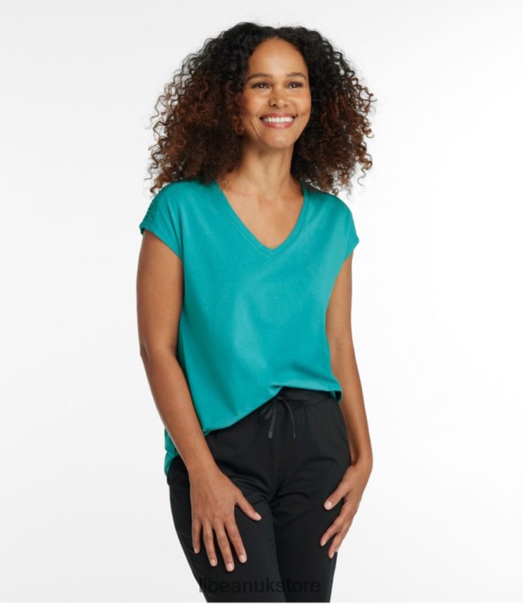 Clothing L.L.Bean Beyond Soft V-Neck Tee Sea Pine Women 0VRR662972