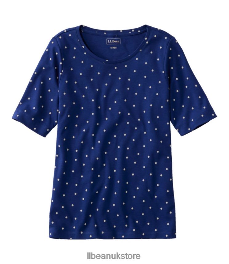 Clothing L.L.Bean Jewelneck Tee Alpine Blue Medallion Dot Women 0VRR6685