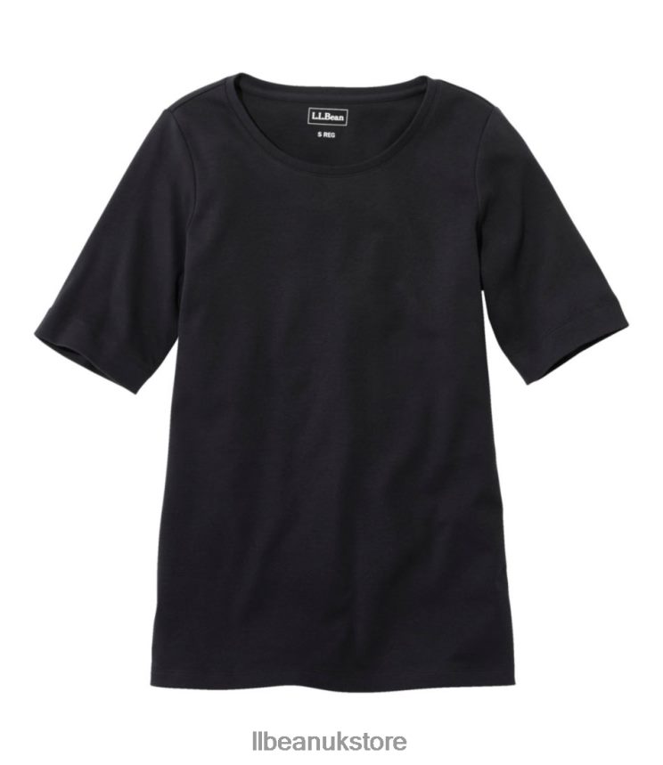 Clothing L.L.Bean Jewelneck Tee Black Women 0VRR665648