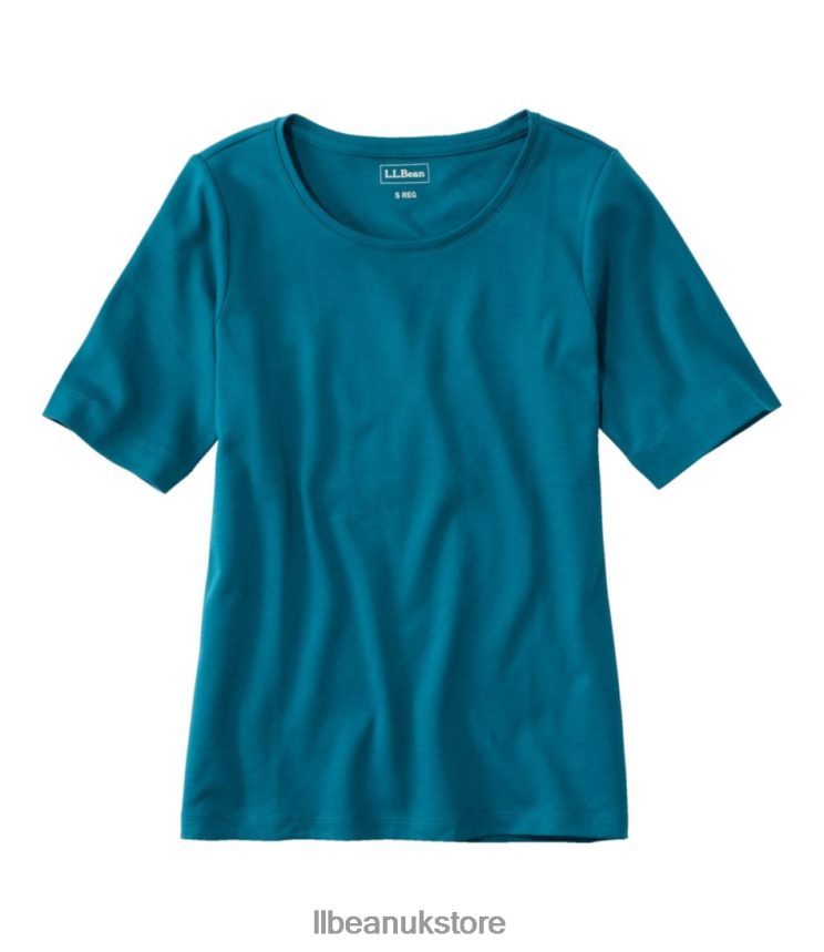 Clothing L.L.Bean Jewelneck Tee Deep Turquoise Women 0VRR666392
