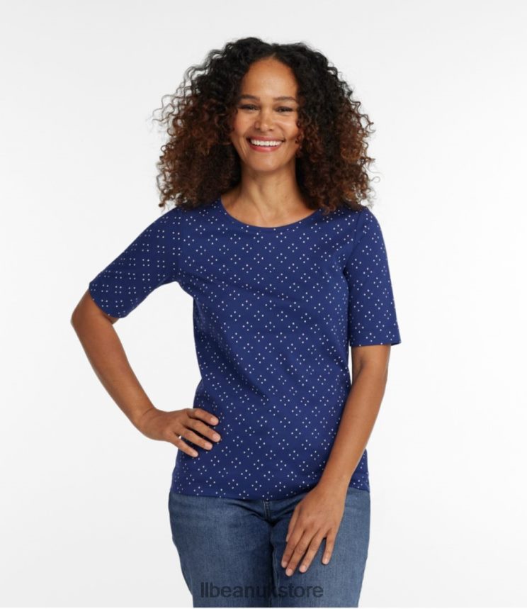 Clothing L.L.Bean Jewelneck Tee Sailcloth Medallion Dot Women 0VRR664645