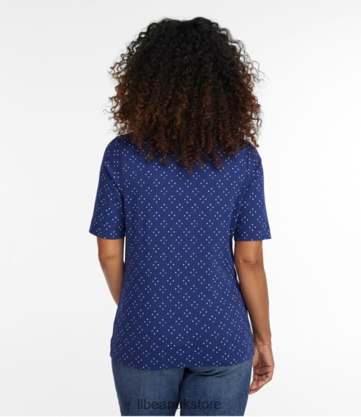 Clothing L.L.Bean Jewelneck Tee Sailcloth Medallion Dot Women 0VRR664645
