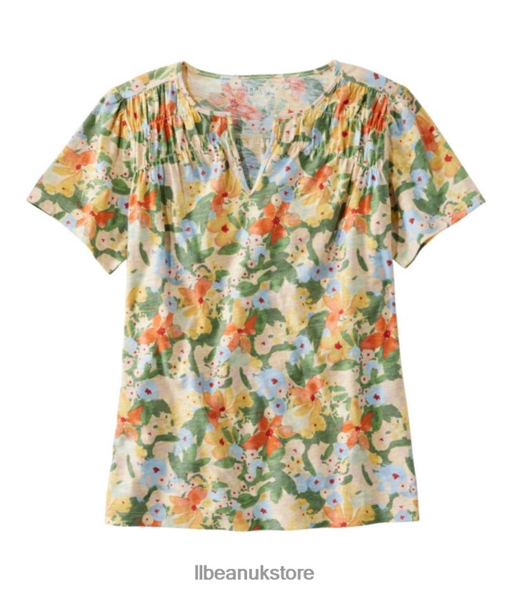 Clothing L.L.Bean Organic Cotton Tee Sunset Gold Floral Women 0VRR666435