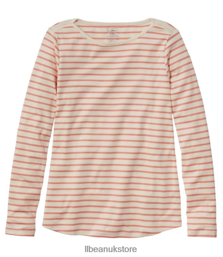 Clothing L.L.Bean Pima Cotton Shaped Tee Cream/Warm Coral Women 0VRR664589