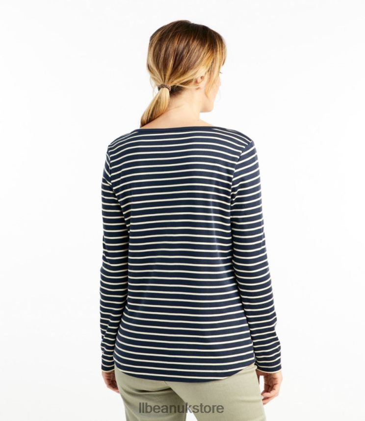 Clothing L.L.Bean Pima Cotton Shaped Tee Larkspur/Sailcloth Women 0VRR666408